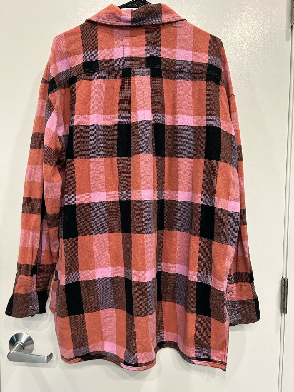 We The Free Plaid Izzie Cargo Jacket, Pink Flannel Button Down Coat Cotton M - Picture 7 of 8